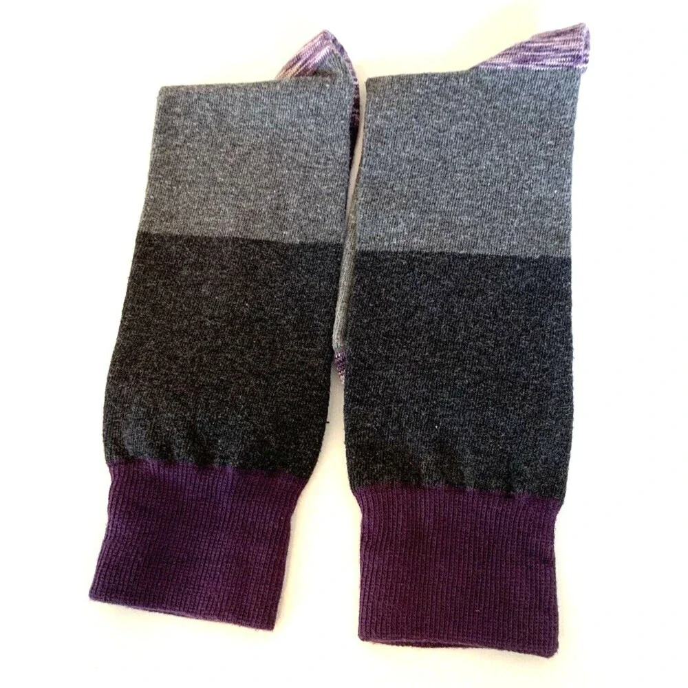 Color Block Crazy Socks Unisex Large Purples Grays BoHo Hippie